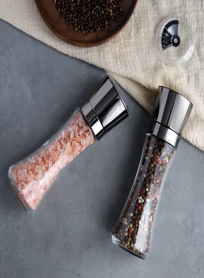 VEVOK CHEF Salt and Pepper Grinder Set Stainless Steel Black Salt and Pepper Mill with Adjustable Coarseness Salt Shaker Set Spice Grinder Black Pepper Grinder Refillable Home Kitchen - Image 4